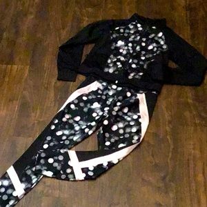 Matching 2 piece set legging and warm up jacket